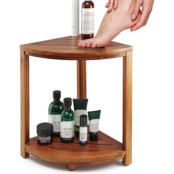 Loon Peak® Evanas 12'' W Manufactured Wood Corner Shower Bench Wayfair